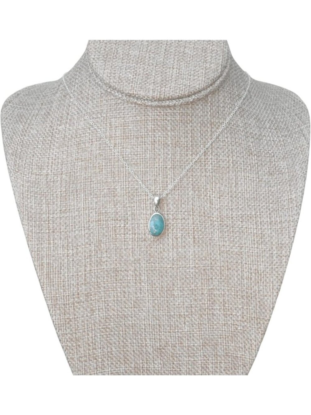 Authentic Natural Turquoise Pendant Necklace in 925 Sterling Silver - Unique